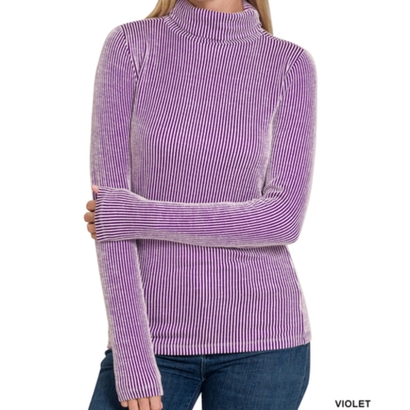 Zenana Outfitters Tops - Zenana Outfitters Violet Striped Long Sleeve Top